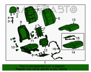 Scaun de pasager pentru Chevrolet Impala 14-20 fără airbag, material textil, gri, manual, necesită curățare.