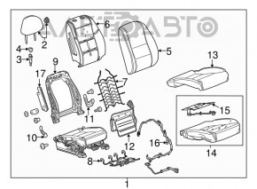 Scaun de pasager pentru Chevrolet Impala 14-20 fără airbag, material textil, gri, manual, necesită curățare.