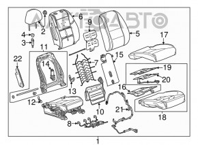 Scaun de pasager Chevrolet Impala 14-20 din piele, negru.