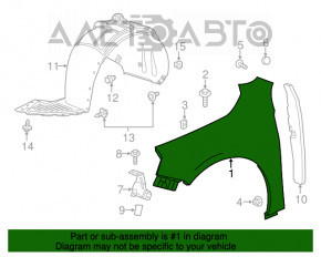 Aripa dreapta fata Chevrolet Impala 14-20 negru GBA, stânga