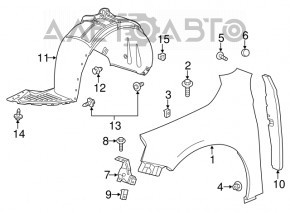 Aripa dreapta fata Chevrolet Impala 14-20 negru GBA, stânga