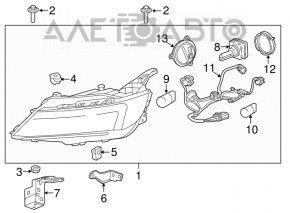 Кронштейн фары низ внутр правый Chevrolet Impala 14-20