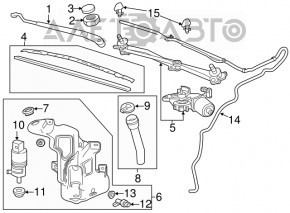 Rezervorul de lichid de spălare a parbrizului pentru Chevrolet Volt 13-15, complet echipat cu gât, capac și senzor.