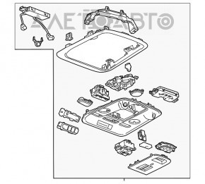 Plafonul de iluminare din față pentru Cadillac CTS 14- gri sub panoramă