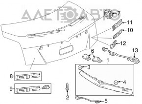 Moldura capacului portbagajului Cadillac CTS 15-19 restilizat cromat cu cameră