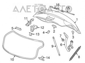 Capota portbagajului Chevrolet Impala 14-20 neagră GBA, tija