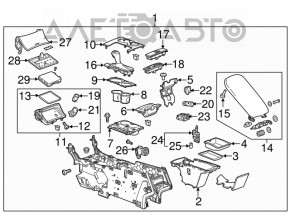 Consola centrală cu cotieră și suporturi pentru pahare pentru Chevrolet Impala 14-20