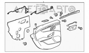 Обшивка двери карточка задняя правая Chevrolet Impala 14-20 сер с сер вставкой кожа, подлокотник кожа, под химчистку