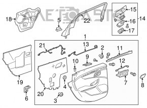 Capacul ușii din spate dreapta Chevrolet Impala 14-20 cu inserție din piele, cotieră din piele, necesită curățare chimică.