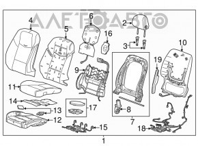 Scaunul șoferului Cadillac CTS 14- cu airbag, electric, piele neagră, cusută