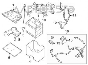 Baterie cu borne plus și minus pentru Nissan Pathfinder 13-20 hibrid.