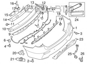 Montarea barei spate a Infiniti JX35 QX60 16- restilizat, cu 2 senzori de parcare