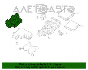 Blocul de siguranțe sub capotă Nissan Rogue 14-20