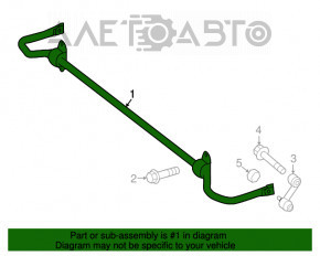 Stabilizator spate Mercedes CLA 14-19 FWD 18mm fără cleme.