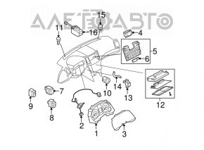 Panoul de instrumente Infiniti G35 4d 06-09, cutie de viteze manuală, fără navigație.