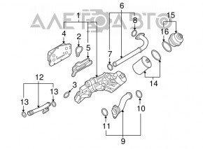 Corpul filtrului de ulei al motorului Chevrolet Cruze 11-15 1.8, complet asamblat