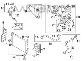 Radiatorul de răcire a apei pentru Hyundai Sonata 11-15 hibrid.