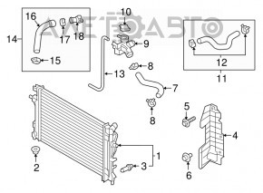 Racordul de răcire superior cu capac din plastic pentru Hyundai Elantra AD 17-20 2.0, nou, original OEM.