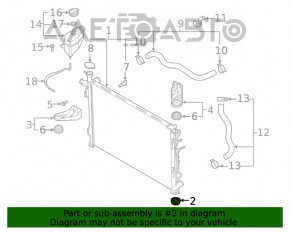 Suport radiator inferior stânga Hyundai Santa FE 19-20 cauciuc nou OEM original.