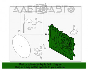 Difuzorul capacului radiatorului gol Hyundai Veloster 12-17 cu rezervor