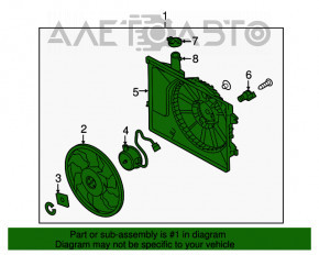 Difuzorul carcasei radiatorului asamblat Kia Forte 4d 14-16, nou, original OEM