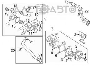 Патрубок охлаждения металл Hyundai Santa FE Sport 13-18 2.4