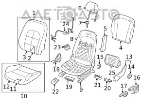 Controlul scaunului șoferului Infiniti QX30 17- cu memorie, negru