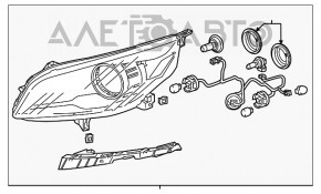 Farul dreapta față goală Chevrolet Malibu 13-15 cu halogen, cu suport, pentru polizare