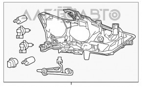 Far stânga față Nissan Maxima A36 16-18 complet asamblat cu lumini LED și suport