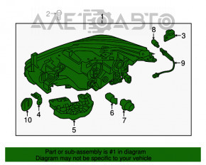 Far stânga față Nissan Murano z52 15-18 gol, halogen, cu mască neagră