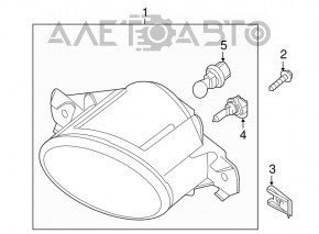 Farul de ceață dreapta pentru Nissan Altima 16-18, recondiționat, cu suportul rupt, pentru polizare.