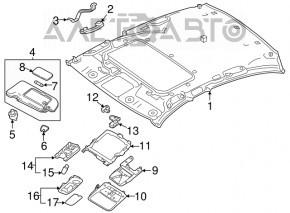 Plafonul de iluminare din față pentru Nissan Pathfinder 13-20 gri, sub geam, defect.