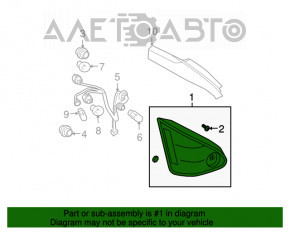 Lampa stânga Nissan Maxima 04-08 zgâriată pe sticlă, colțul rupt.