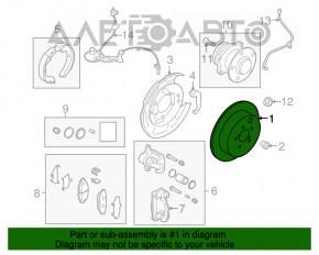 Placă de frână spate stânga Subaru Outback 10-14, 10 mm.