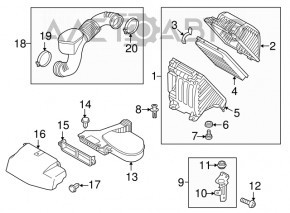 Corpul filtrului de aer Hyundai Santa FE Sport 13-18 2.0T partea superioară