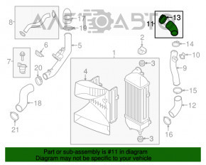 Furtunul intercoolerului superior pentru Hyundai Santa Fe 13-18 2.0T către turbina