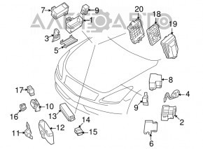 Blocul de siguranțe sub capotă pentru Infiniti G25 G37 4d 12-13