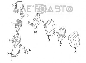 Blocul de siguranțe sub capotă din spatele stâng al Infiniti JX35 QX60 13-