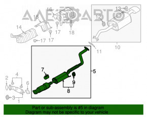 Traseul de evacuare intermediar fără catalizator pentru Kia Forte 4d 17-18 restilizat 2.0.