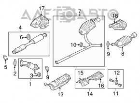 Silencer spate, partea stângă a butoiului Kia Optima 11-13 2.4 ruginit.