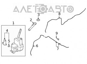Rezervorul de spălare a parbrizului Nissan Rogue 21-23 cu gât și capac