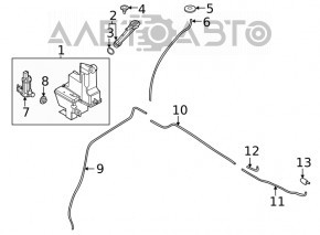 Gâtul rezervorului de spălare a parbrizului Nissan Rogue 21-23 fără capac
