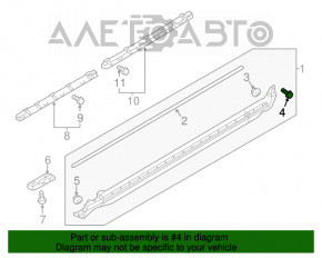 Clipsul de fixare a capacului aripii Volvo XC90 16-22, set de 3 bucăți, incomplet.