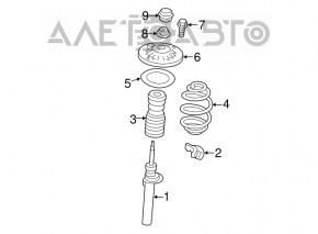 Amortizorul frontal stânga BMW X3 F25 11-17 ruginit.