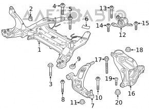 Bucșă de suspensie inferioară dreapta față BMW X1 F48 16-22 cu suport