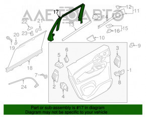 Capacul interior al usii din spate stânga Volvo XC90 16-22 sub cortină.