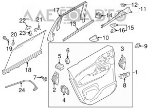 Capacul interior al usii din spate stânga Volvo XC90 16-22 sub cortină.