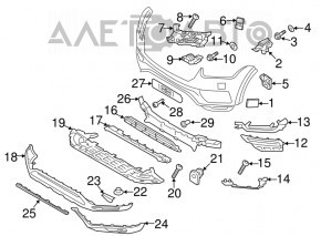 Grila bara fata dreapta Volvo XC90 16-19 cu ornamente cromate pentru senzorii de parcare