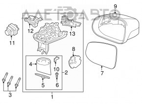 Oglindă laterală stângă Volvo XC90 16-22, 14 pini, semnalizare, încălzire, auto-întunecare, BSM, bej