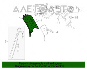 Capacul spate al suportului drept față Volvo XC90 16-22 gri.